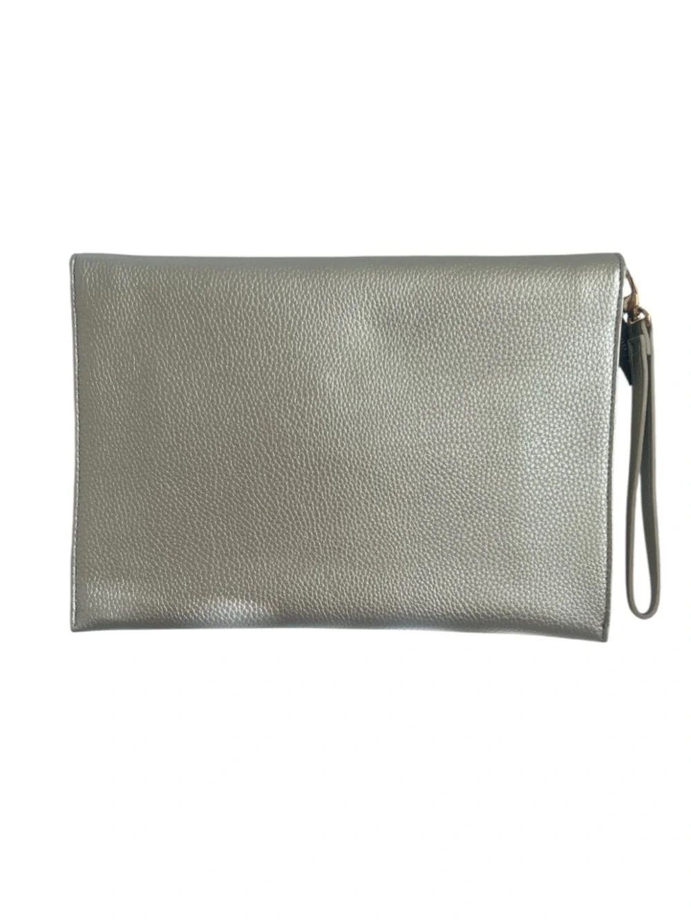 White House Black Market Metallic Silver Envelope Oversized Clutch NEW - Picture 2 of 7